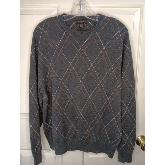 Fairclough & Co. Sweater Men Medium Gray Crewneck Silk/Cotton/Cashmere EUC - Picture 1 of 6